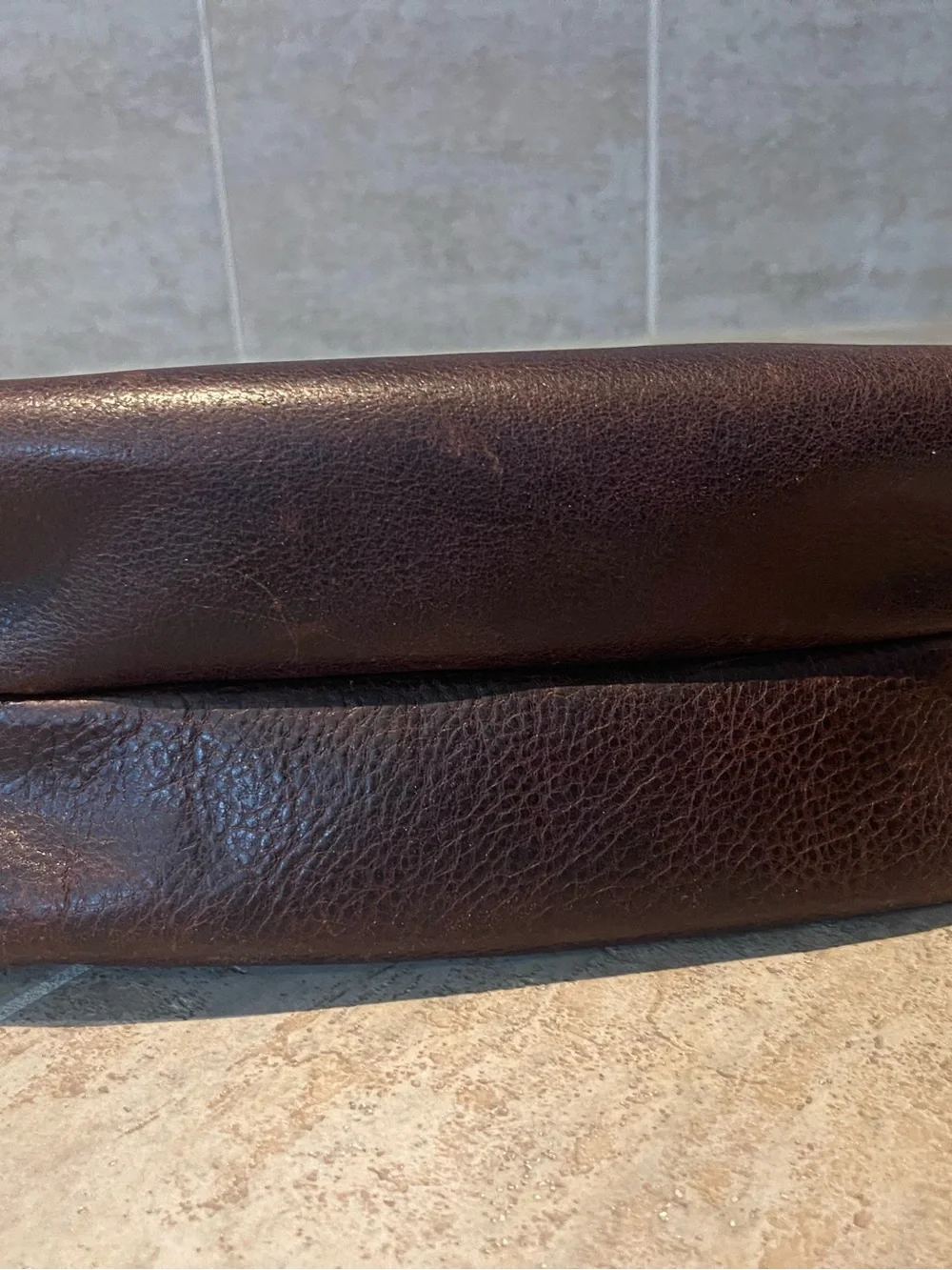 Women’s Brown Leather Bucket Bag with Drawstring closure - large